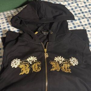 BCBG zip up hoodie Floral crown
